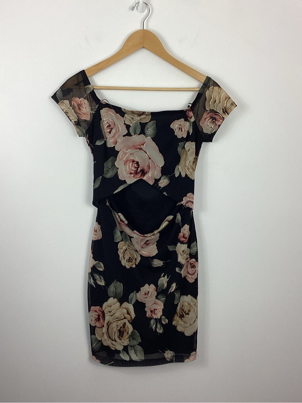 Guess Micaela Floral Cutout Metallic Dress Size Medium